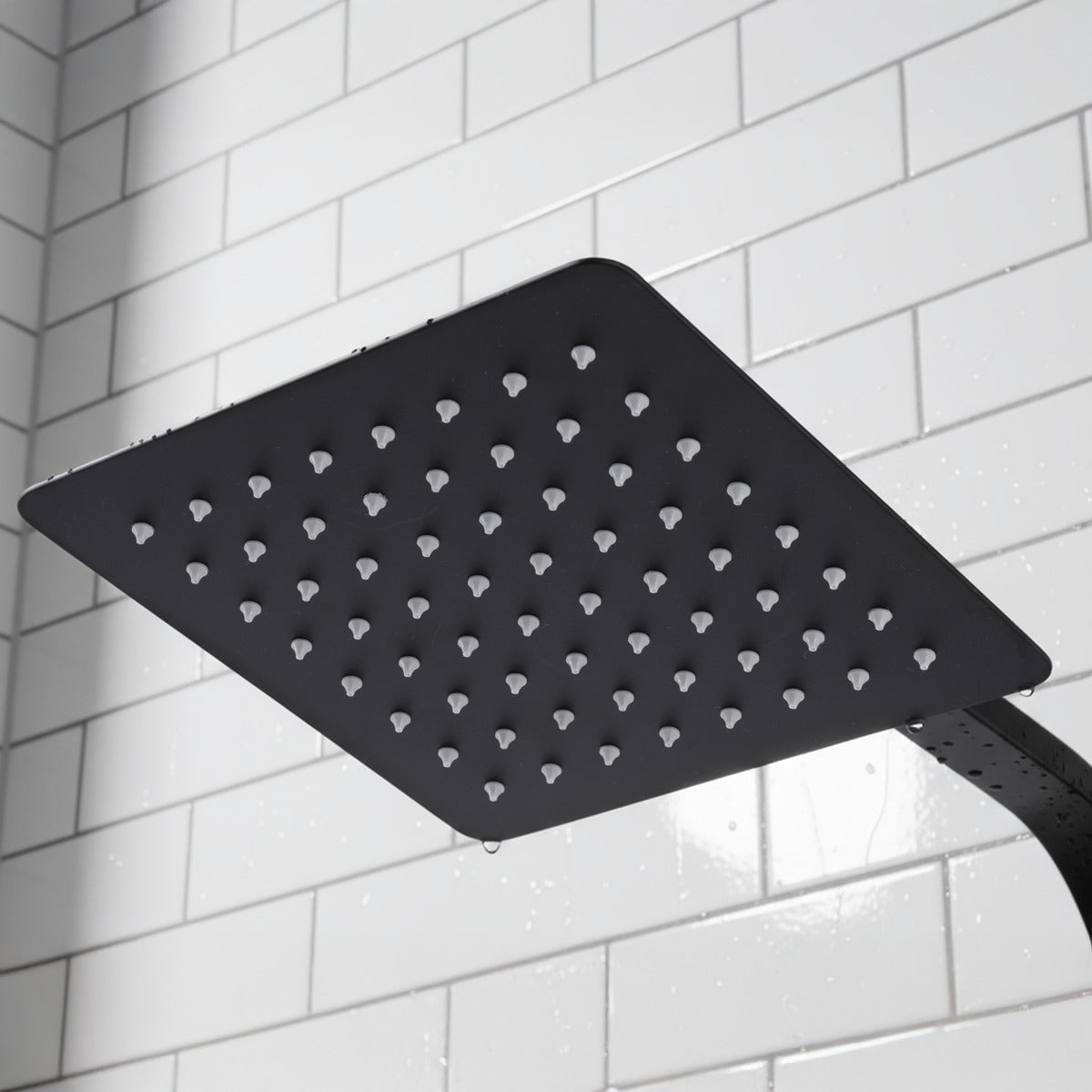 Baridi Thermostatic Shower Mixer Set, 20x20cm Square Head, Adjustable Rail - Black DH317