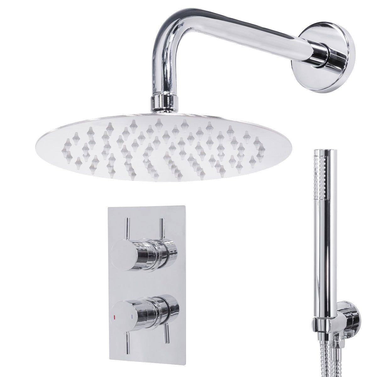 Baridi Concealed Thermostatic Shower Set 20cm Round Head & Hand Shower - Chrome DH318