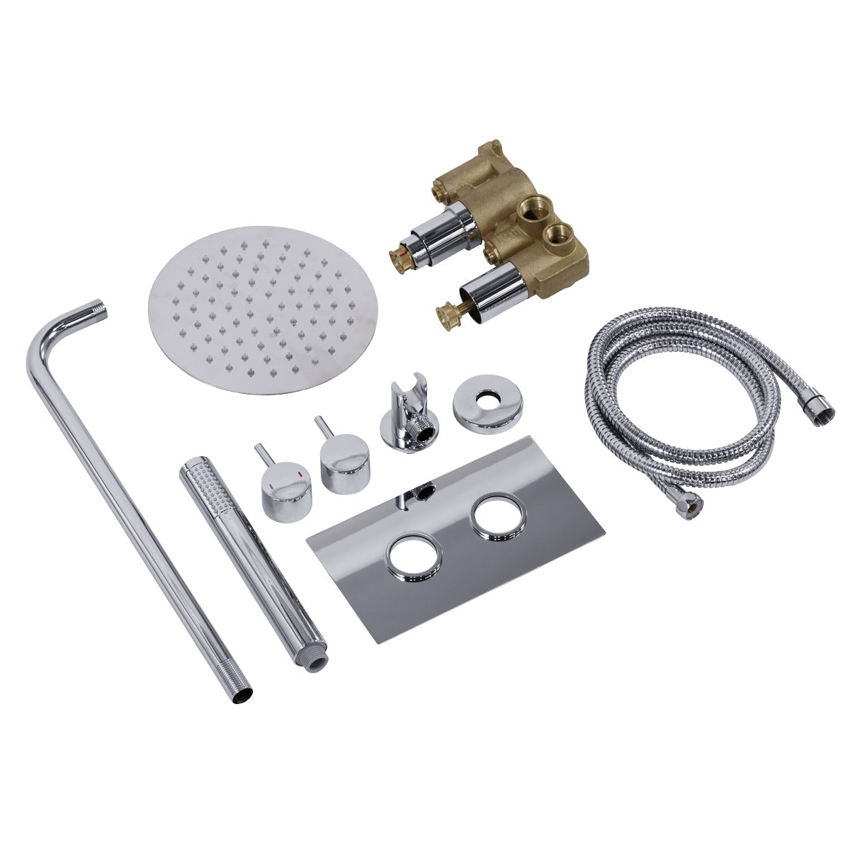 Baridi Concealed Thermostatic Shower Set 20cm Round Head & Hand Shower - Chrome DH318