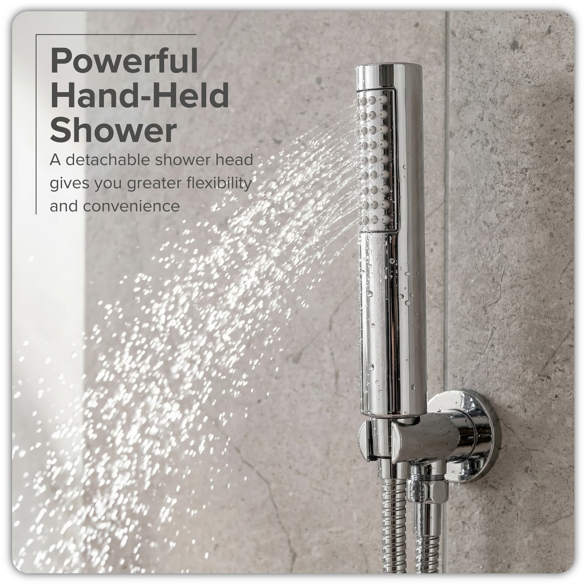 Baridi Concealed Thermostatic Shower Set 20cm Round Head & Hand Shower - Chrome DH318