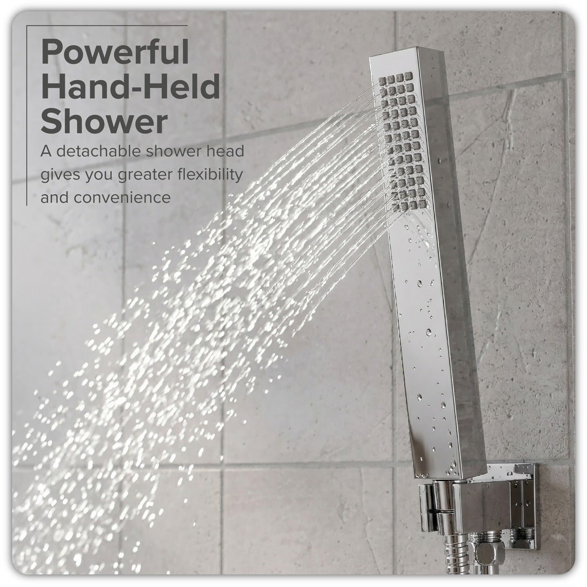 Baridi Concealed Thermostatic Shower Set 20 x 20cm Square Head & Hand Shower - Chrome DH320