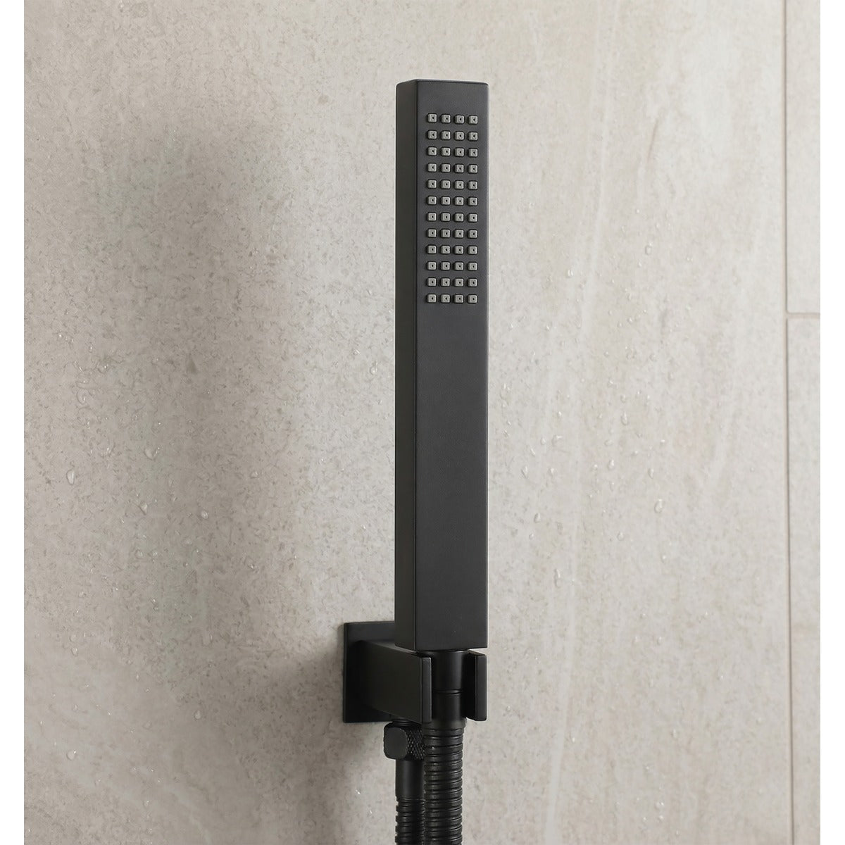 Baridi Concealed Thermostatic Shower Set 20 x 20cm Square Head & Hand Shower - Black DH321
