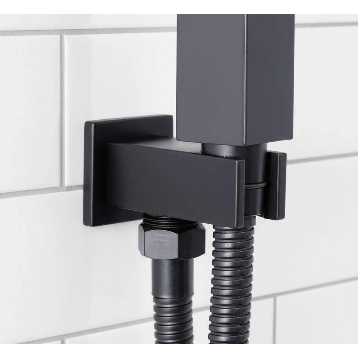 Baridi Concealed Thermostatic Shower Set 20 x 20cm Square Head & Hand Shower - Black DH321