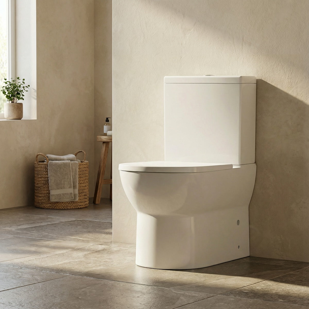 Baridi Close-Coupled Toilet with Soft Close Seat, Dual Flush Cistern & Rimless Flush – White DH333