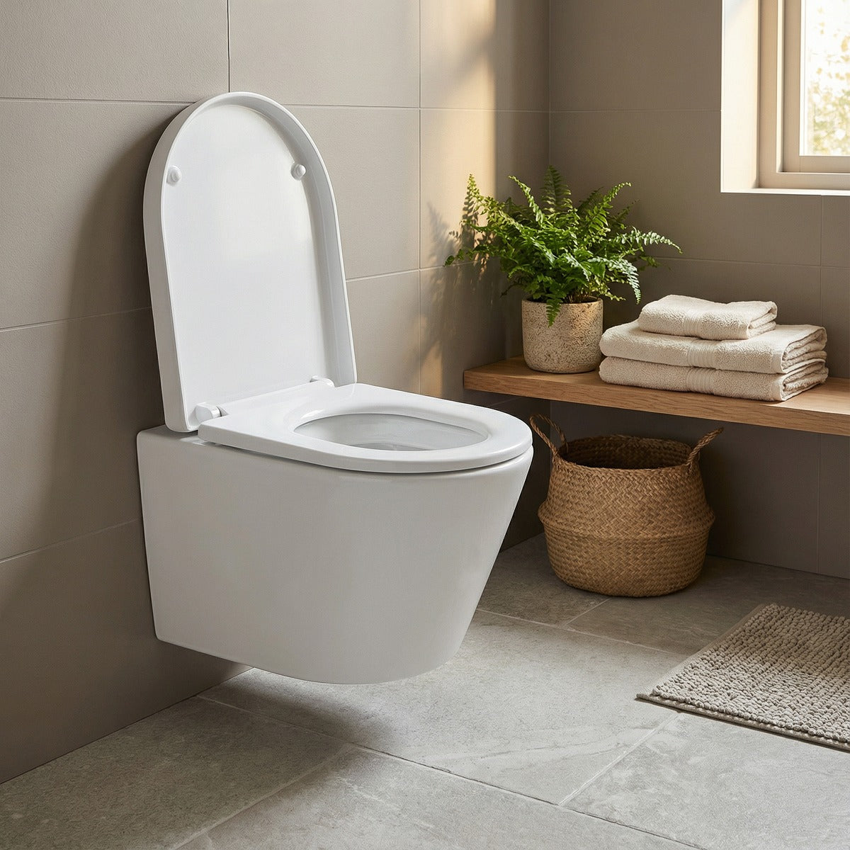 Baridi Wall Hung Toilet with Soft Close Seat & Rimless Flush – White DH335