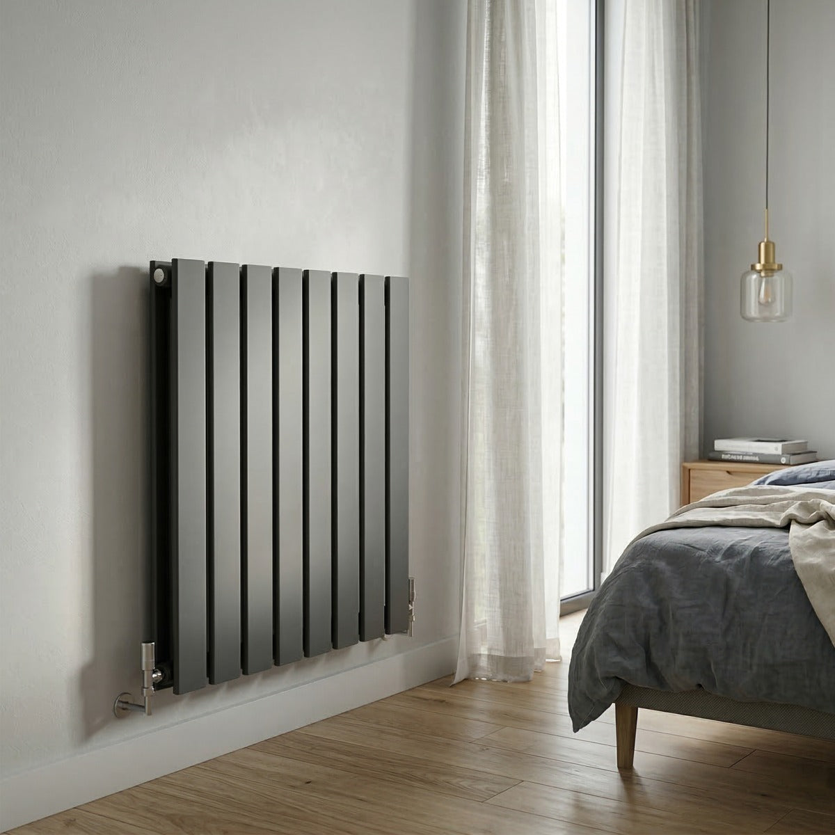 Baridi Horizontal Radiator Contemporary Double Flat Panel Design 600 x 560mm – Anthracite DH339