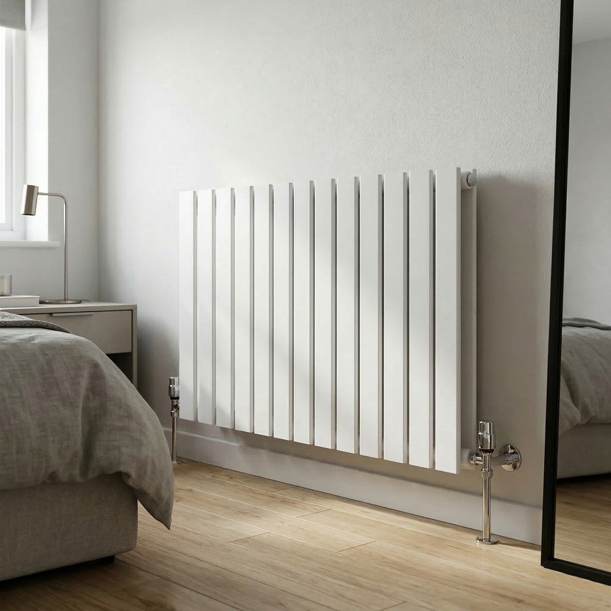 Baridi Horizontal Radiator Contemporary Double Flat Panel Design 600 x 910mm – White DH351