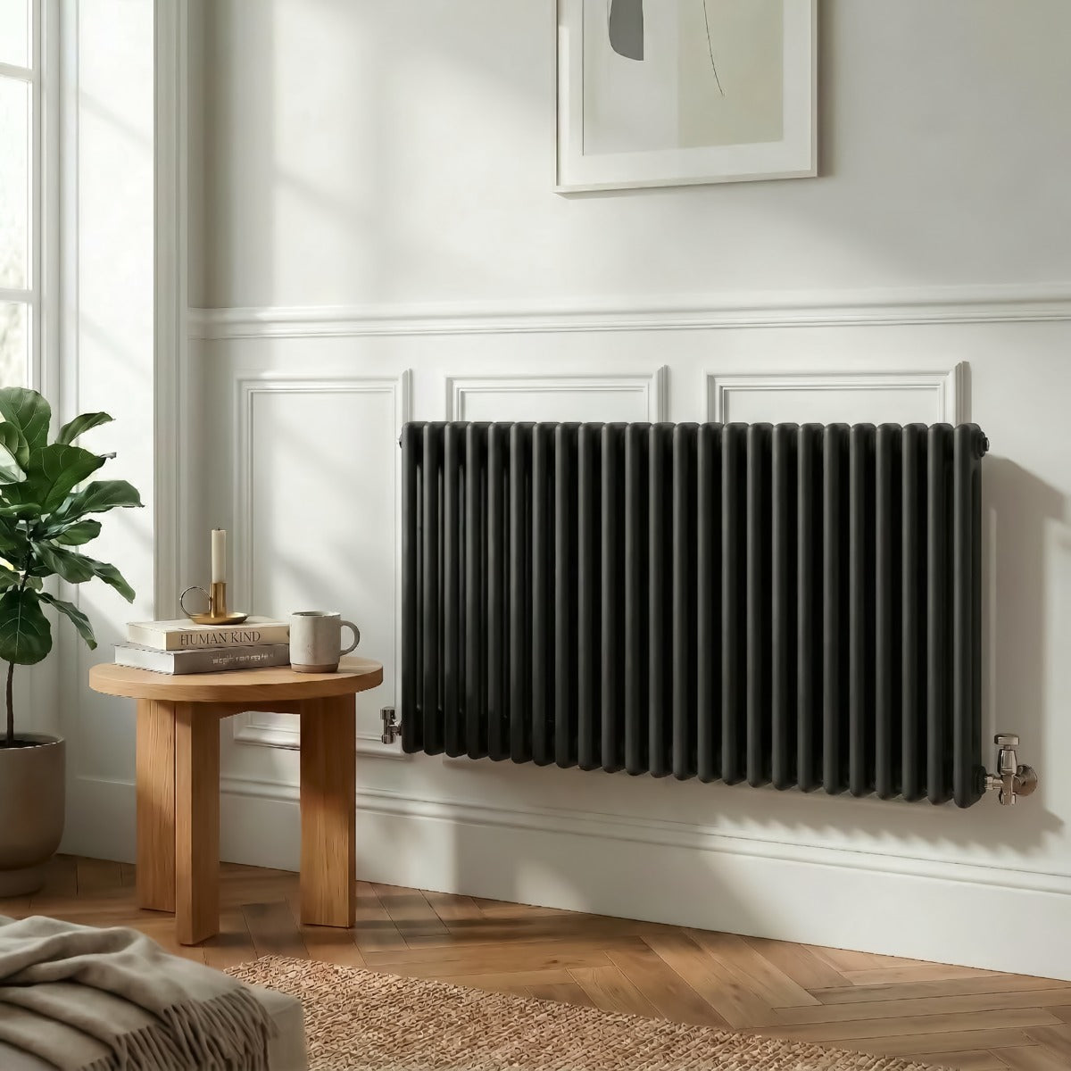 Baridi Horizontal Traditional 2 Column Radiator 600 x 1147mm – Black DH365