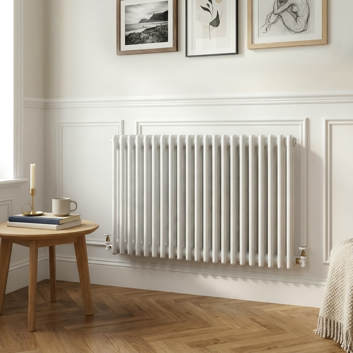 Baridi Horizontal Traditional 2 Column Radiator 600 x 1012mm – White DH369