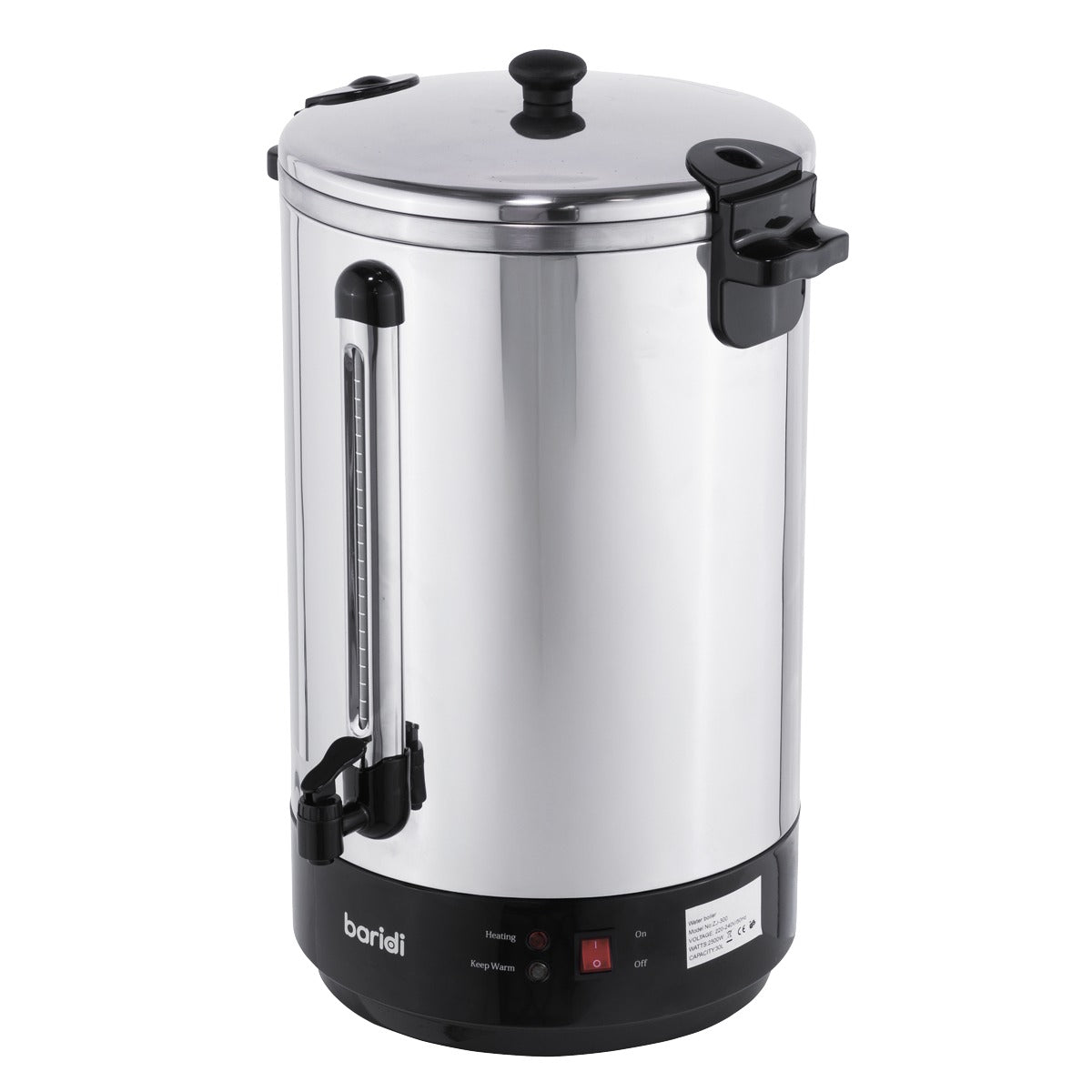 Baridi Hot Water Boiler, Tea Urn 30L Capacity - Stainless Steel DH388