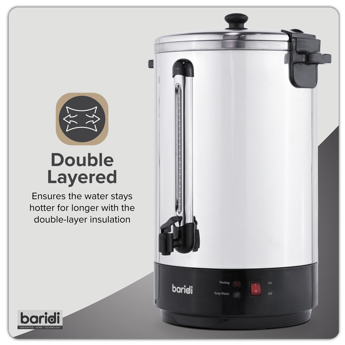 Baridi Hot Water Boiler, Tea Urn 30L Capacity - Stainless Steel DH388