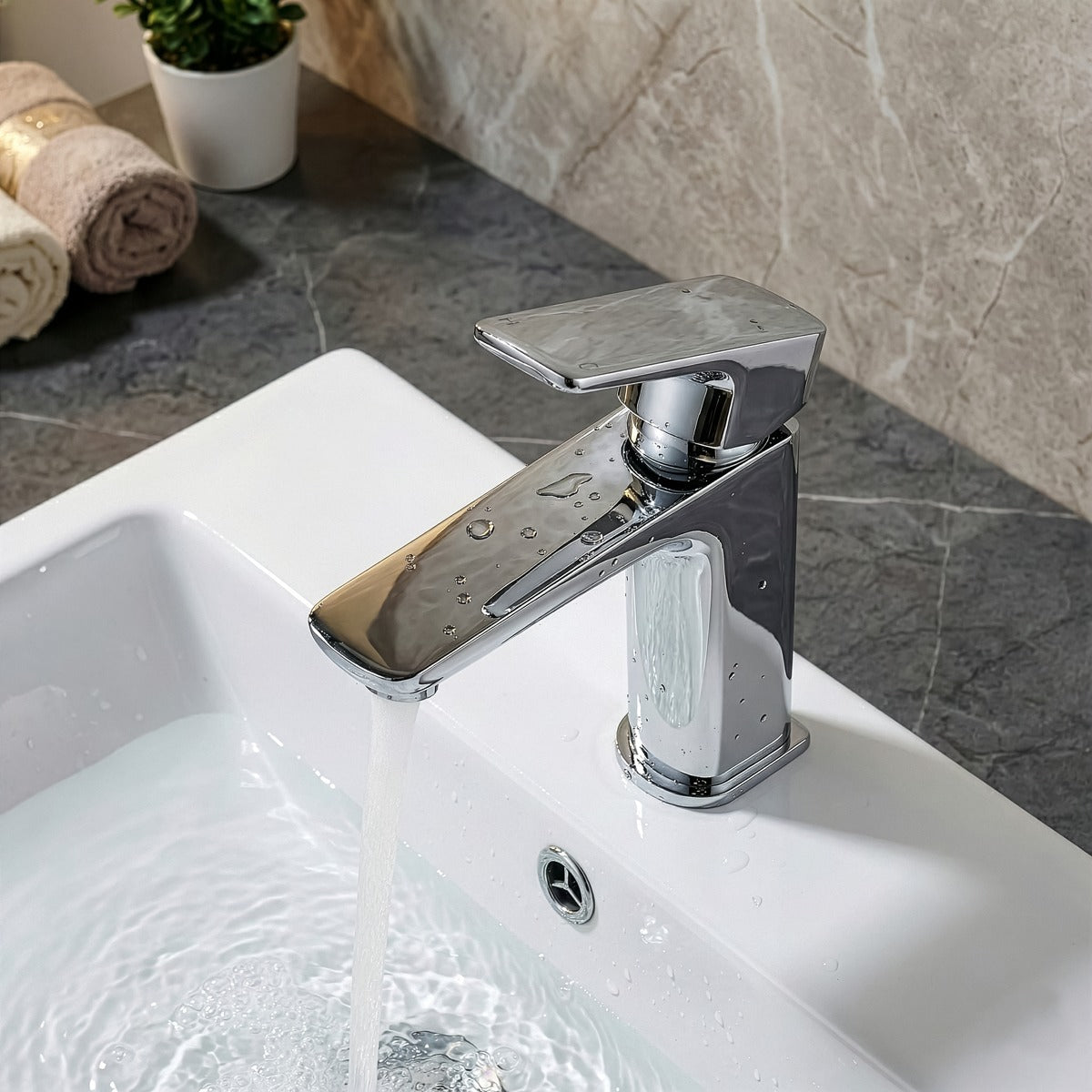 Baridi Basin Mixer Tap with Clicker Waste - Chrome DH392