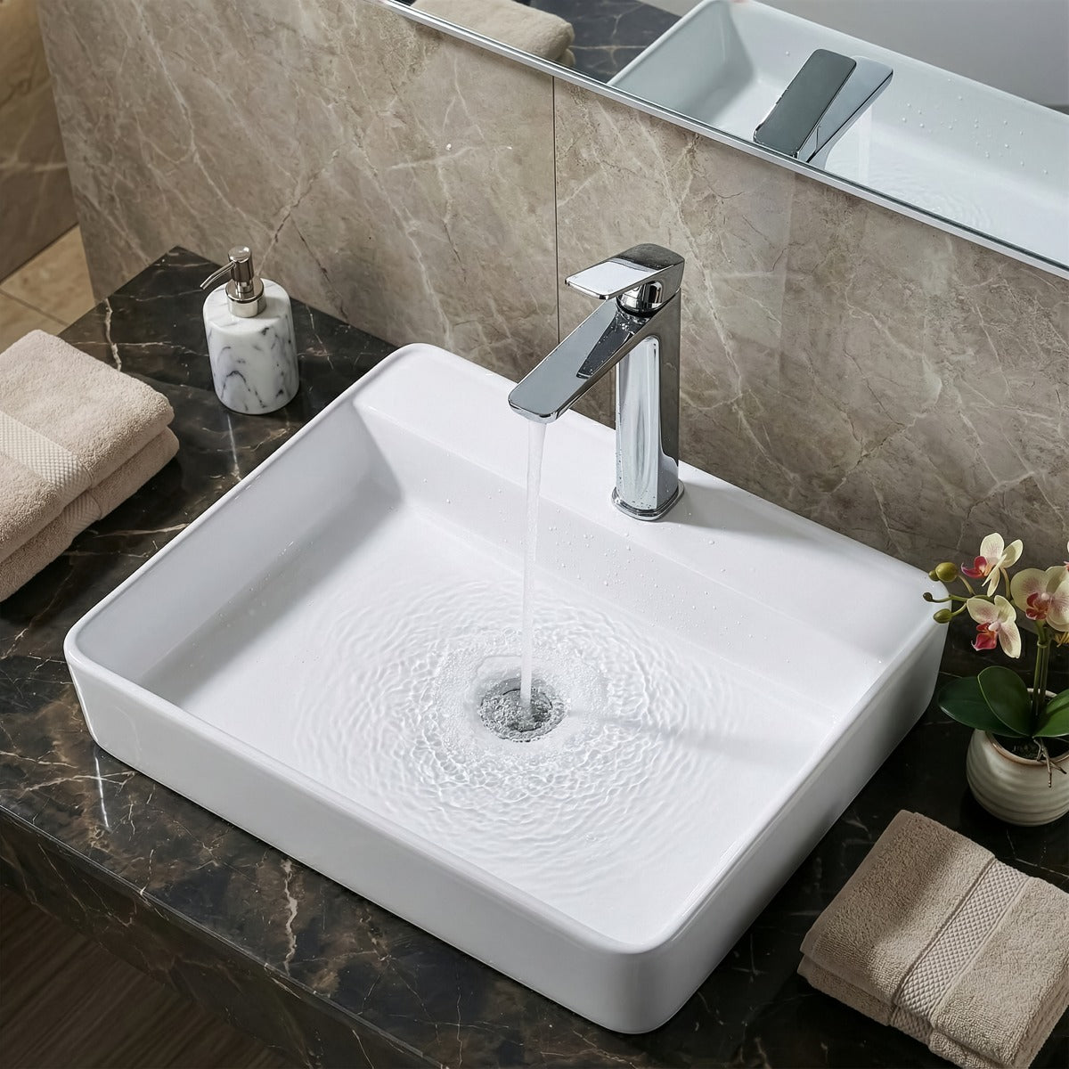 Baridi High Basin Mixer Tap with Clicker Waste - Chrome DH394