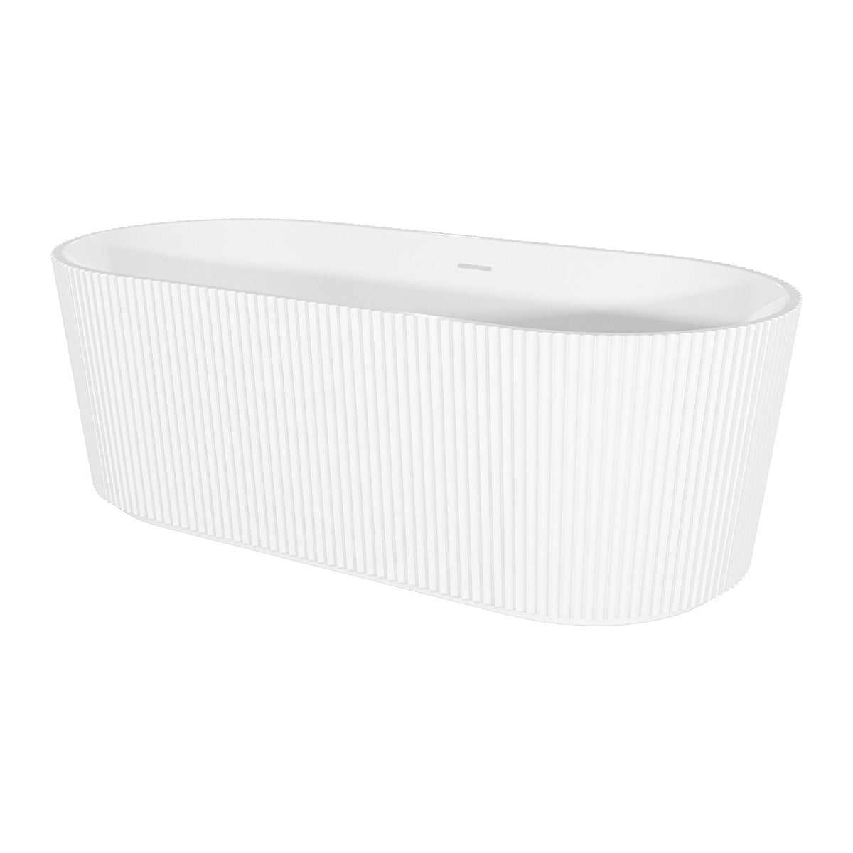 Baridi Double-Ended Fluted Design Bath with Slim Rim 150cm – Gloss White DH419