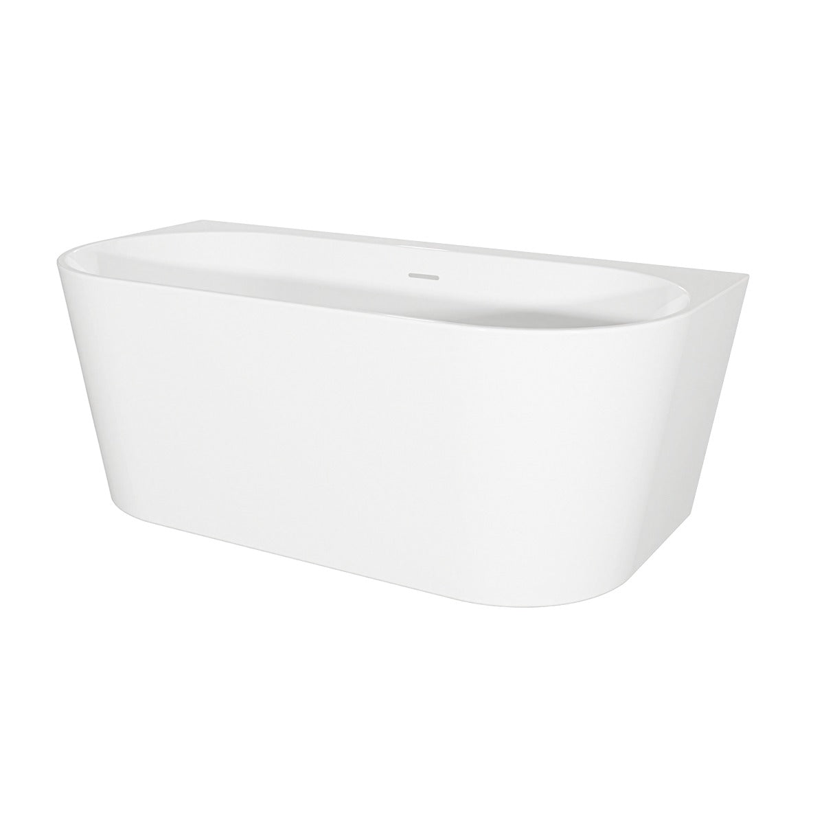 Baridi Back-to-Wall Slim Rim Bath with Overflow System 150cm – Gloss White DH421