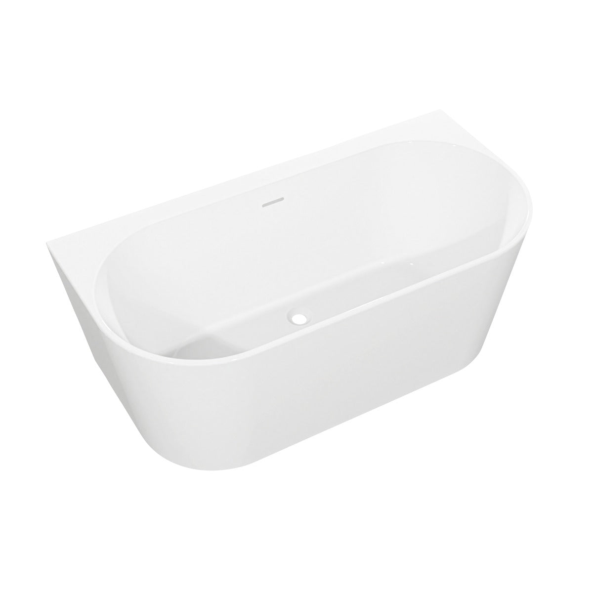 Baridi Back-to-Wall Slim Rim Bath with Overflow System 150cm – Gloss White DH421
