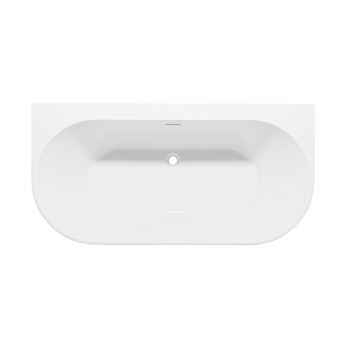 Baridi Back-to-Wall Slim Rim Bath with Overflow System 150cm – Gloss White DH421