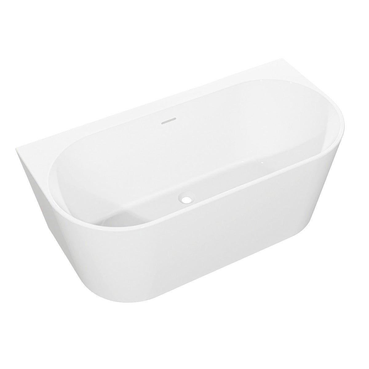 Baridi Back-to-Wall Slim Rim Bath with Overflow System 170cm – Gloss White DH422
