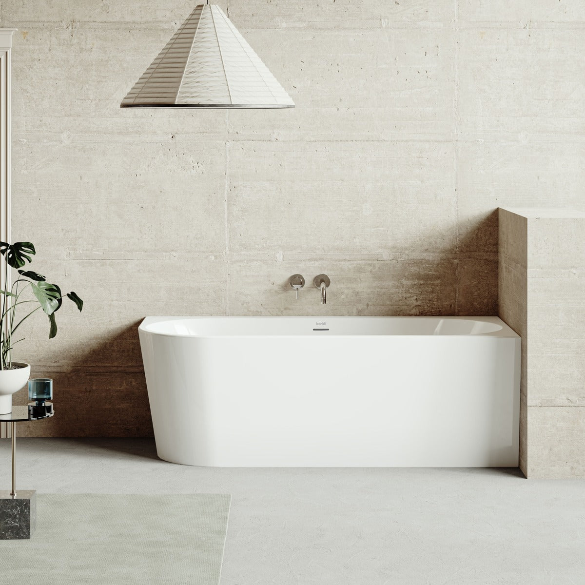 Baridi Right-Hand Corner Slim Rim Bath with Overflow System 150cm – Gloss White DH426