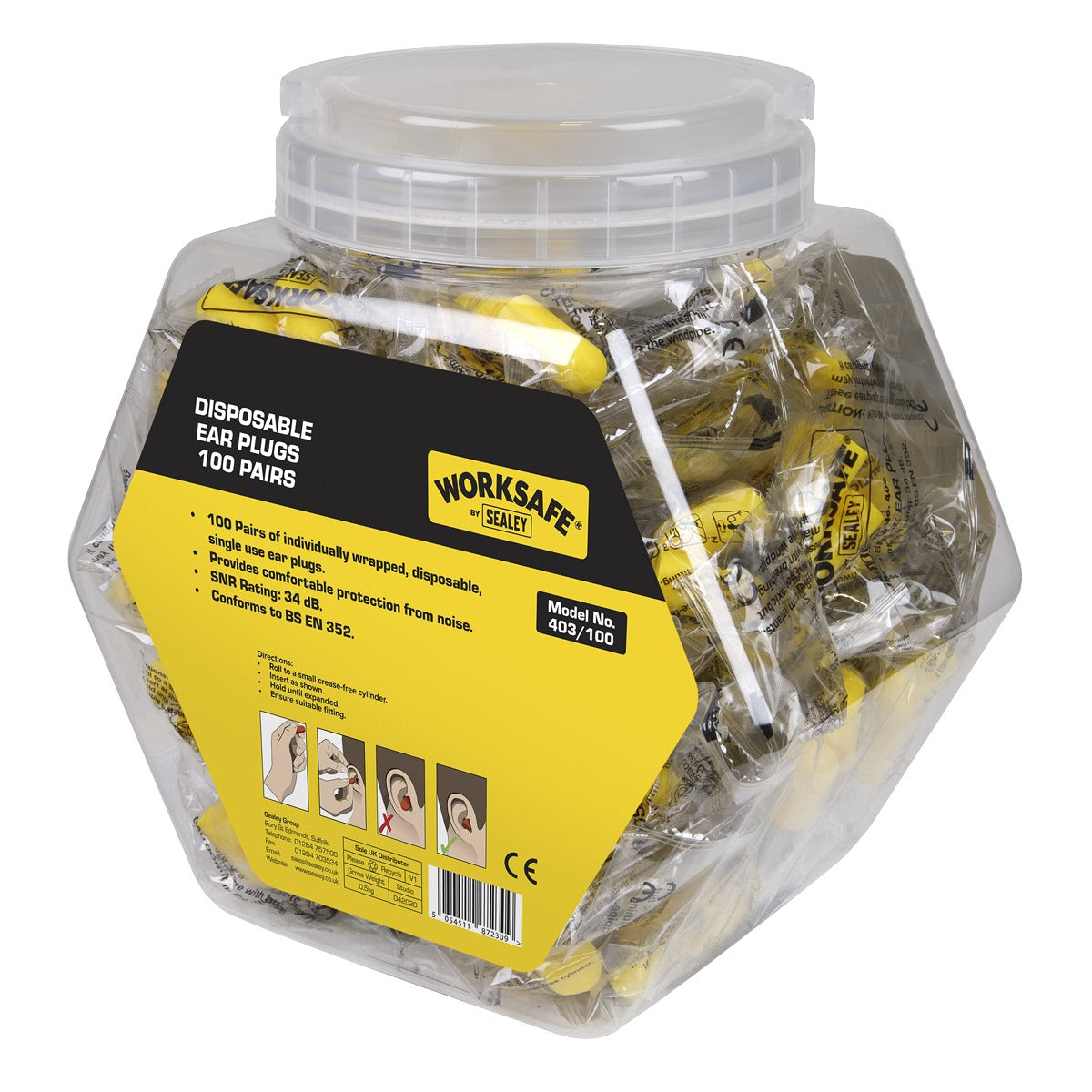 Worksafe Disposable Ear Plugs - 100 Pairs 403/100