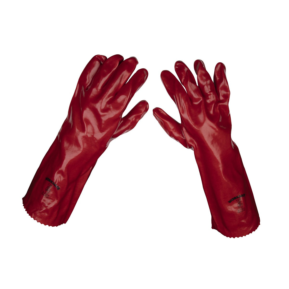 Worksafe PVC Gauntlets 450mm, Red - Pair 9114