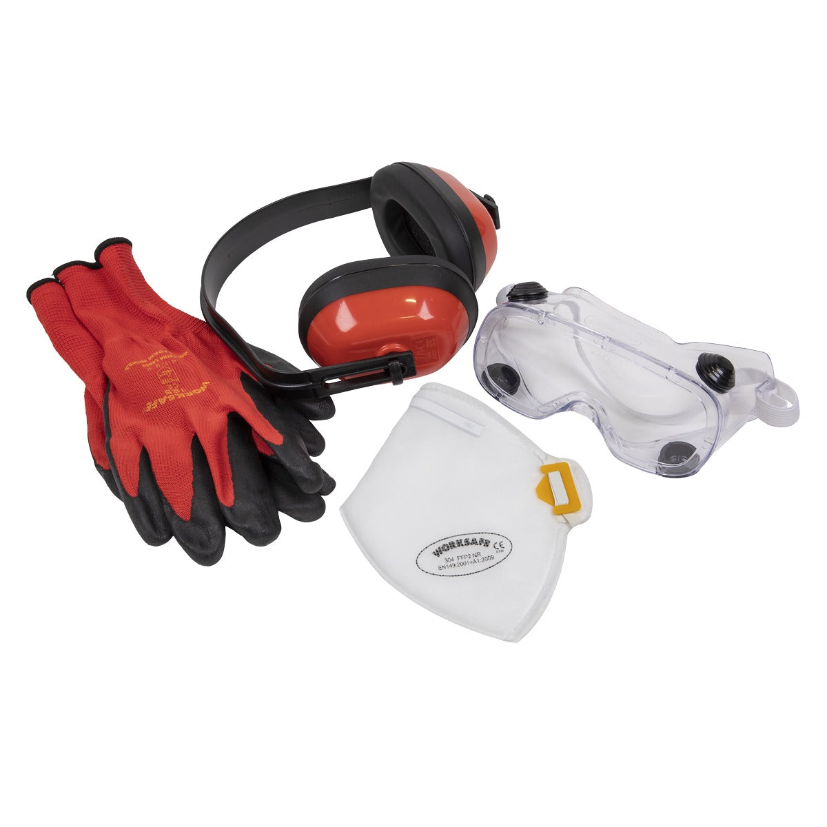 Worksafe Flexi Grip Gloves, FFP2 Mask, Goggles & Ear Defenders SEP4