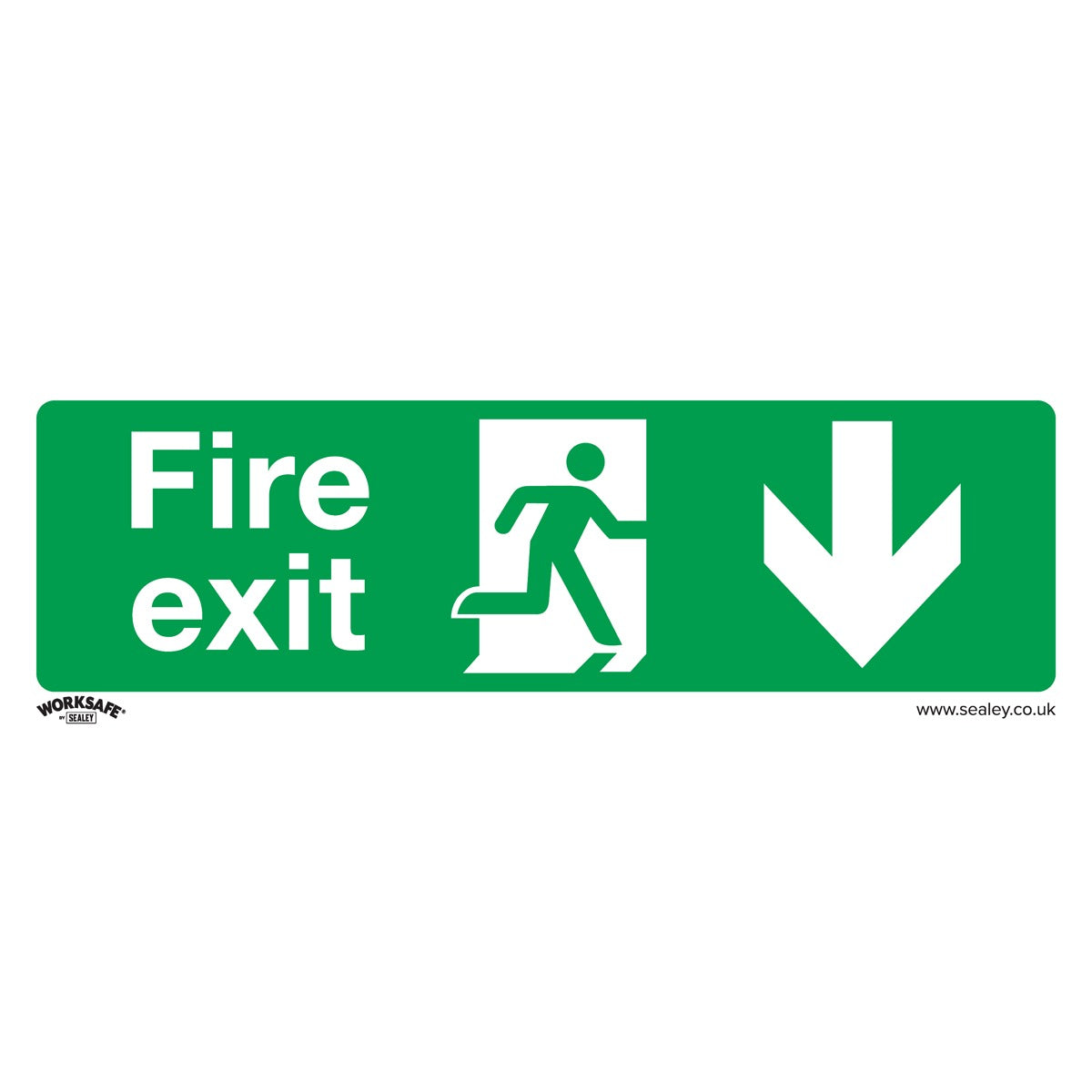 Worksafe Fire Exit (Down) Safety Sign, Self-Adhesive Vinyl - Pack of 10 SS22V10