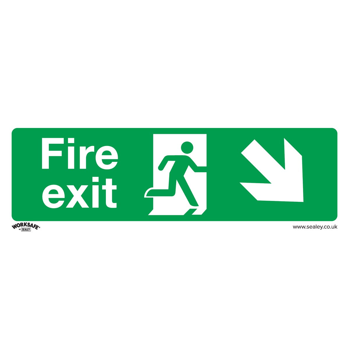 Worksafe Fire Exit (Down Right) Safety Sign - Rigid Plastic SS36P1