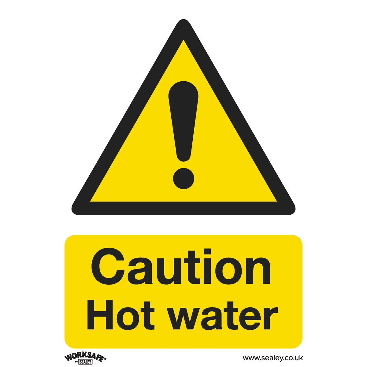 Worksafe Caution Hot Water Safety Sign - Self-Adhesive Vinyl SS38V1