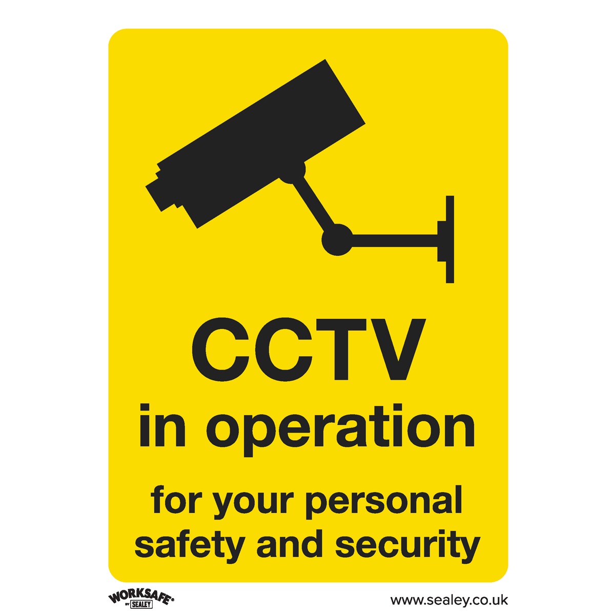 Worksafe CCTV Safety Sign, Self-Adhesive Vinyl - Pack of 10 SS40V10