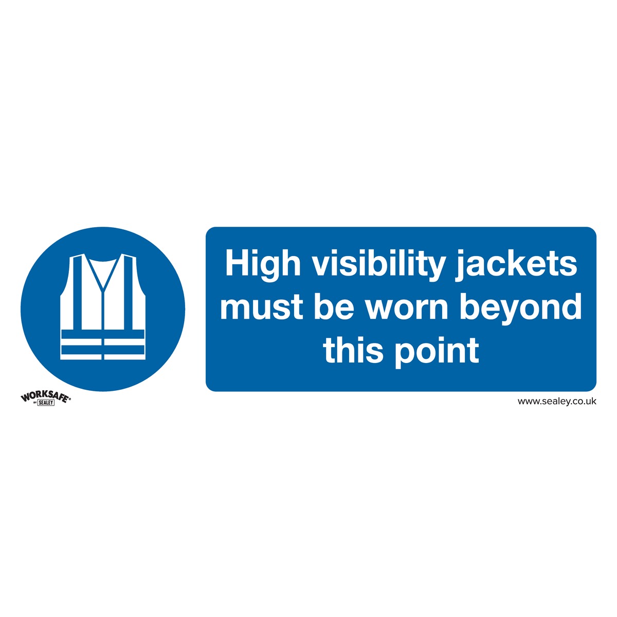 Worksafe High Visibility Jackets Must Be Worn Beyond This Point Safety Sign, Self-Adhesive Vinyl - Pack of 10 SS9V10