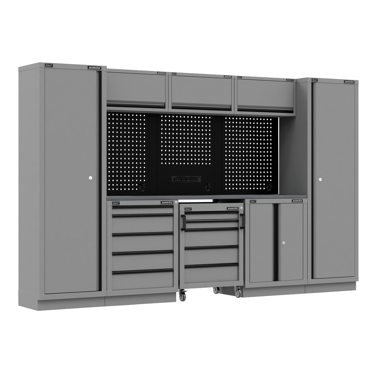 Superline PRO Black Edition Storage System with Stainless Worktop 3.24m APMSBESTACK01SS