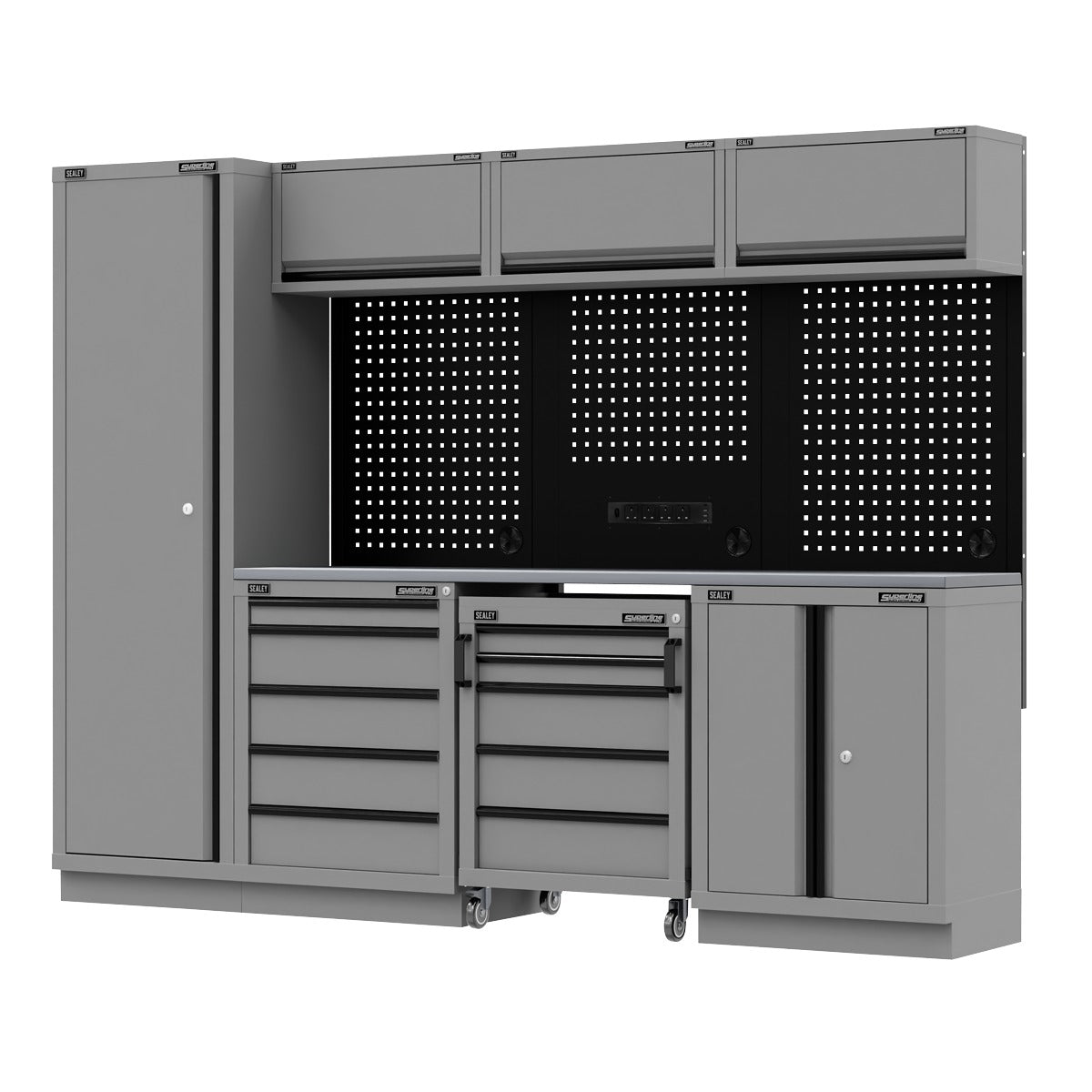 Superline PRO Black Edition Storage System with Stainless Worktop 2.64m APMSBESTACK02SS
