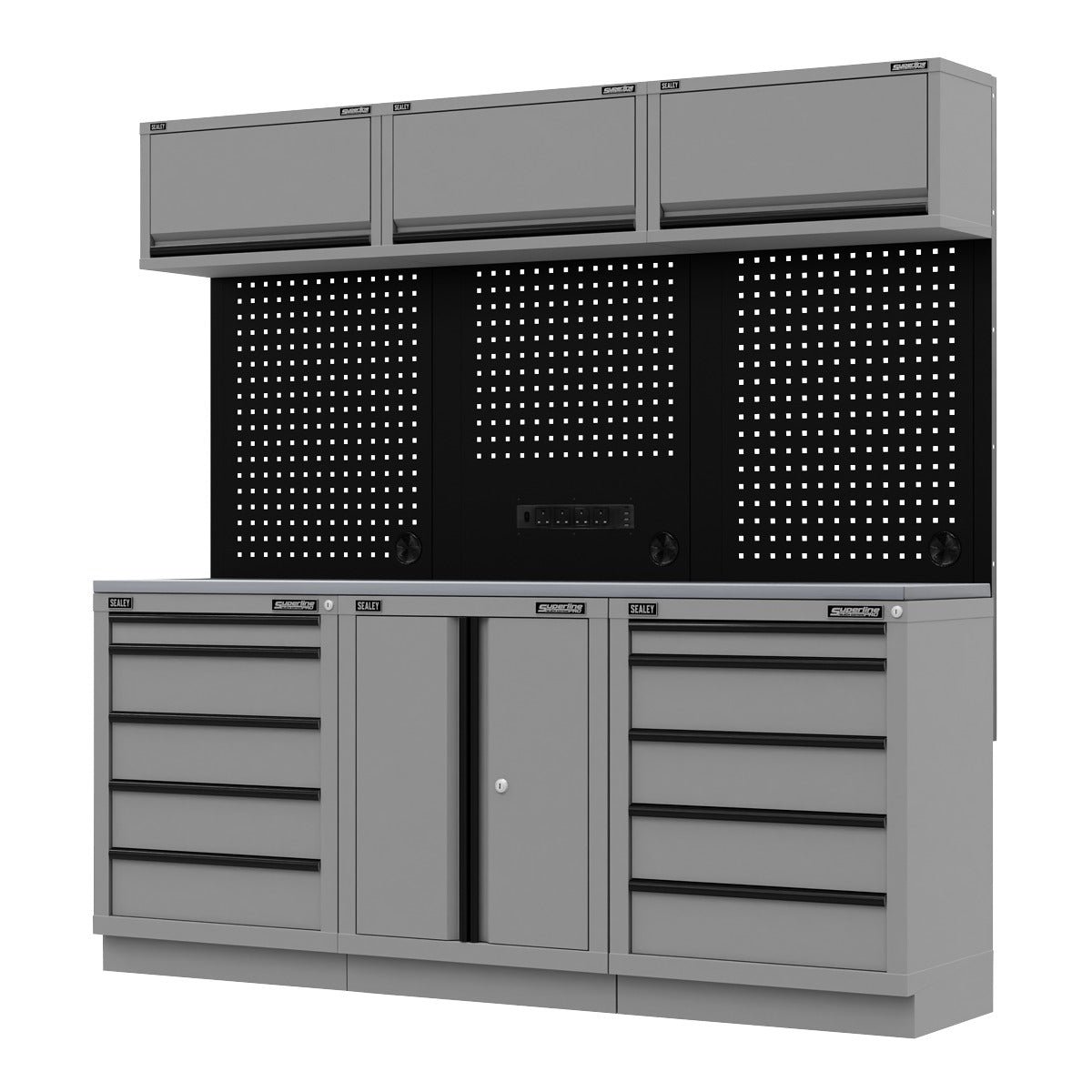 Superline PRO Black Edition Storage System with Stainless Worktop 2.04m APMSBESTACK04SS