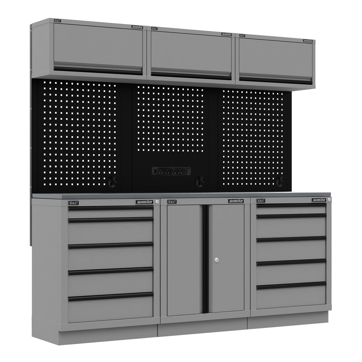 Superline PRO Black Edition Storage System with Stainless Worktop 2.04m APMSBESTACK04SS