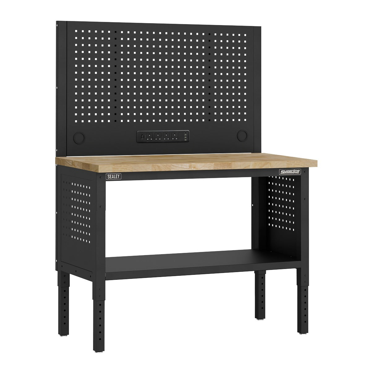 Superline PRO Modular Workbench with Pegboard Back Panel Wooden Worktop 1265mm APMWB50COMBOW