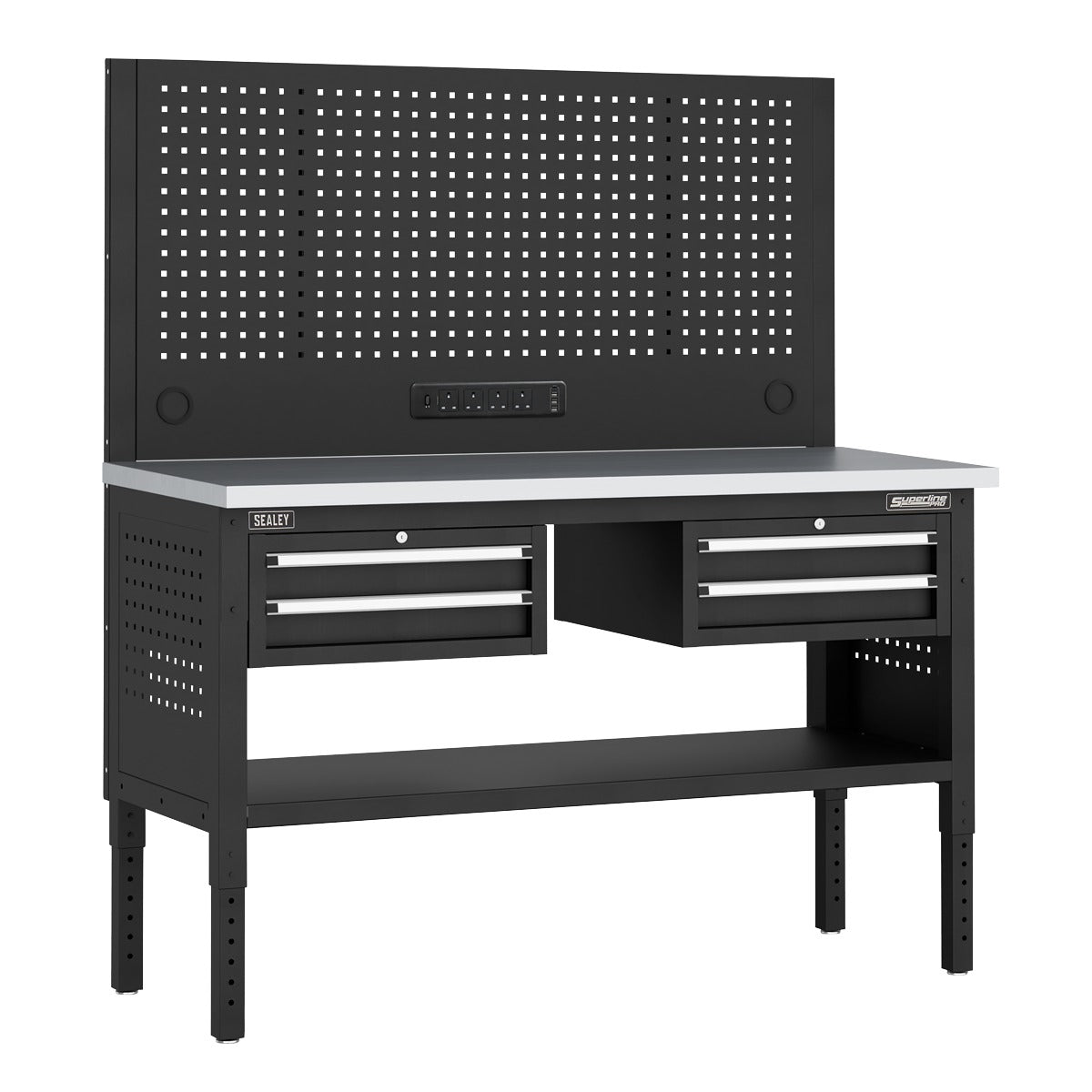 Superline PRO Modular Workbench with 4 Drawers Stainless Steel Worktop 1525mm APMWB60COMBO3SS