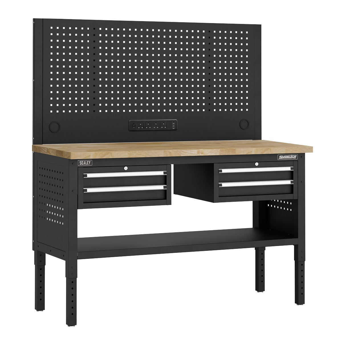 Superline PRO Modular Workbench with 4 Drawers Wooden Worktop 1525mm APMWB60COMBO3W