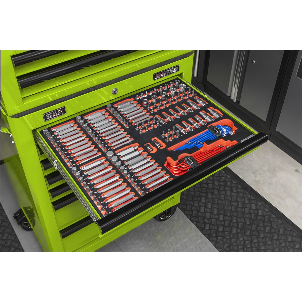 Superline PRO Tool Chest Combination 14 Drawer with 446pc Tool Kit - Green TBTPCOMBO7