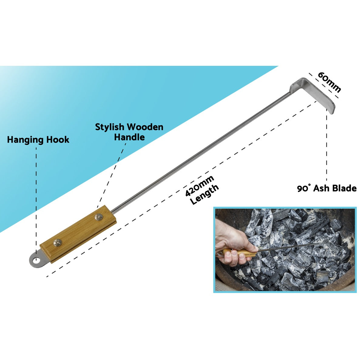 Dellonda Ash Scraper Tool for Kamado BBQs DG180