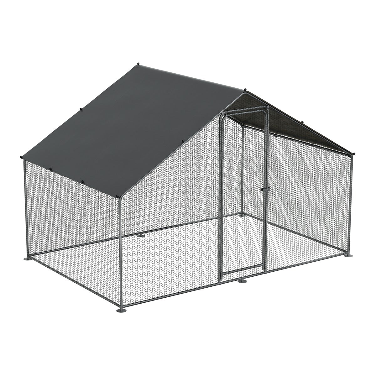Dellonda Walk-In Galvanized Steel Chicken Run with Roof Cover & PVC Coated Chicken Wire DG278