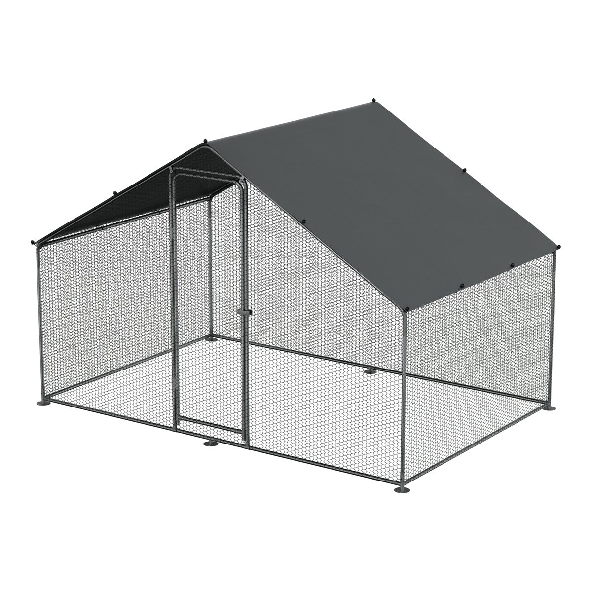 Dellonda Walk-In Galvanized Steel Chicken Run with Roof Cover & PVC Coated Chicken Wire DG278