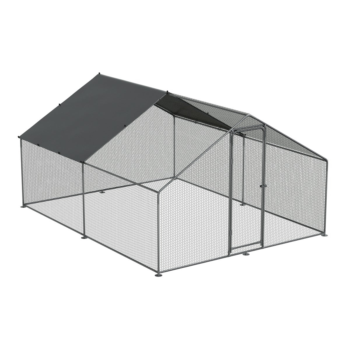 Dellonda Walk-In Galvanized Steel Chicken Run with Roof Cover & PVC Coated Chicken Wire DG279
