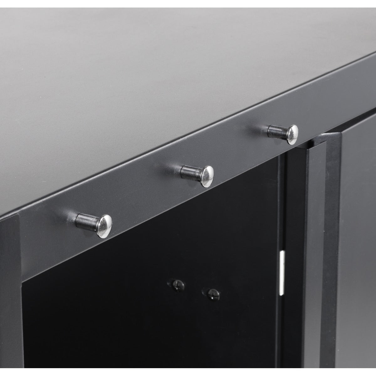 Dellonda BBQ/Plancha Workstation Trolley with Cupboard, Extension Table & Utensil Hooks, Black DG282