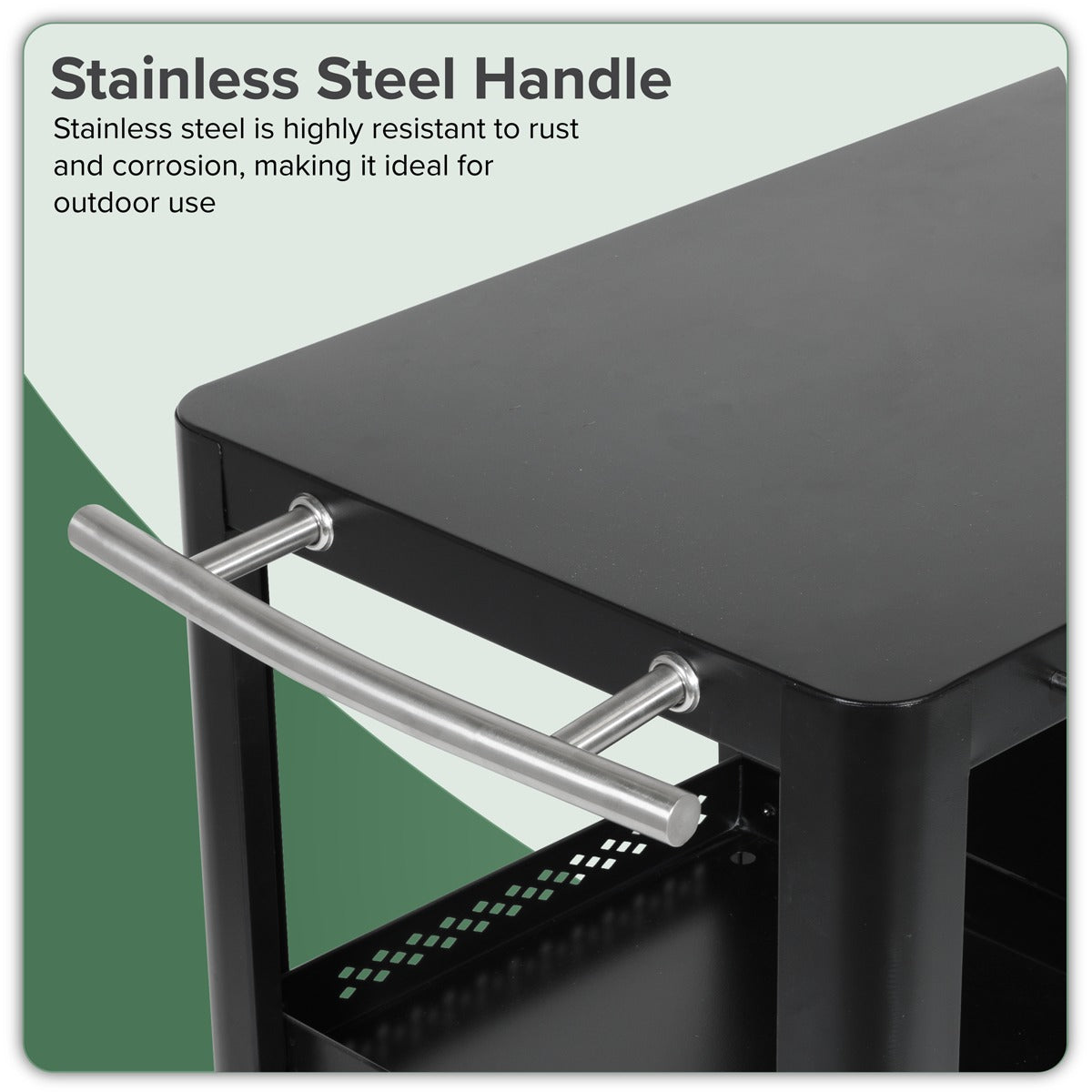Dellonda BBQ/Plancha Workstation Trolley with Cupboard, Extension Table & Utensil Hooks, Black DG282