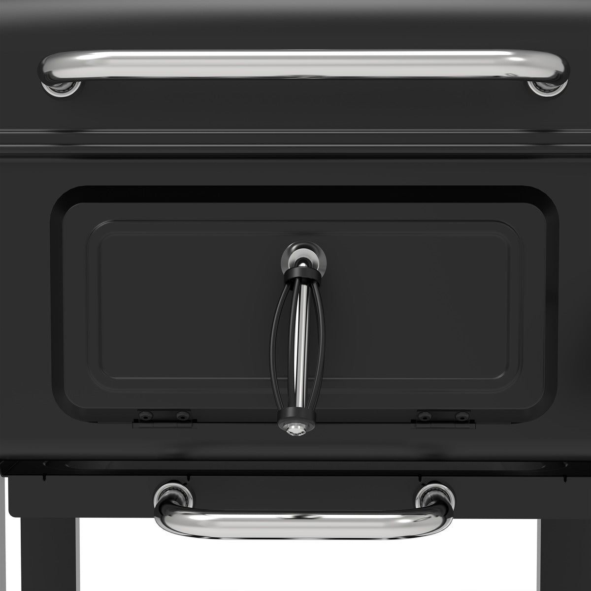 Dellonda Charcoal Grill BBQ Smoker & Trolley with 2 Side Shelves - Black DG283
