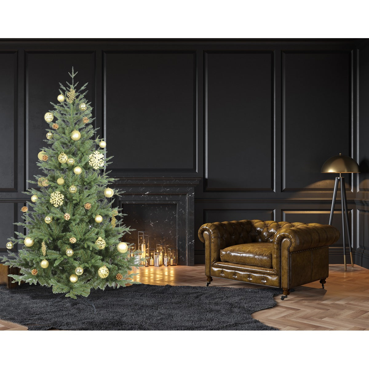 Dellonda Artificial Hinged Christmas Tree 7ft(210cm) DH46