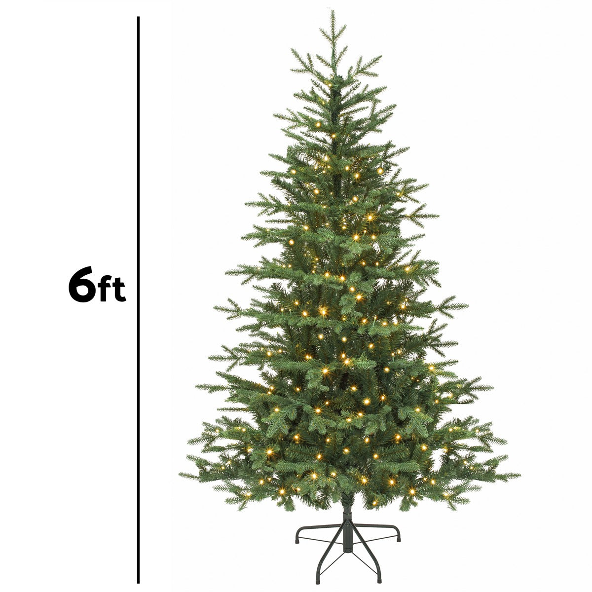 Dellonda Pre-Lit Hinged Christmas Tree with 270 Warm White LED Lights 6ft(180cm) DH81