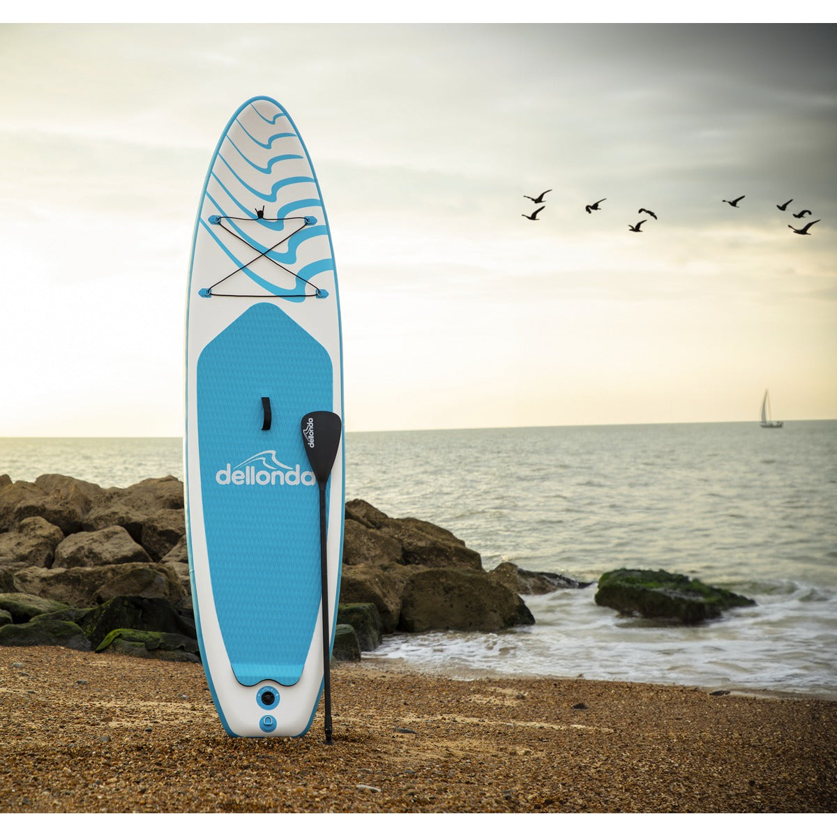 Dellonda Inflatable Stand-Up Paddle Board 10'6" - Light Blue/White DL152