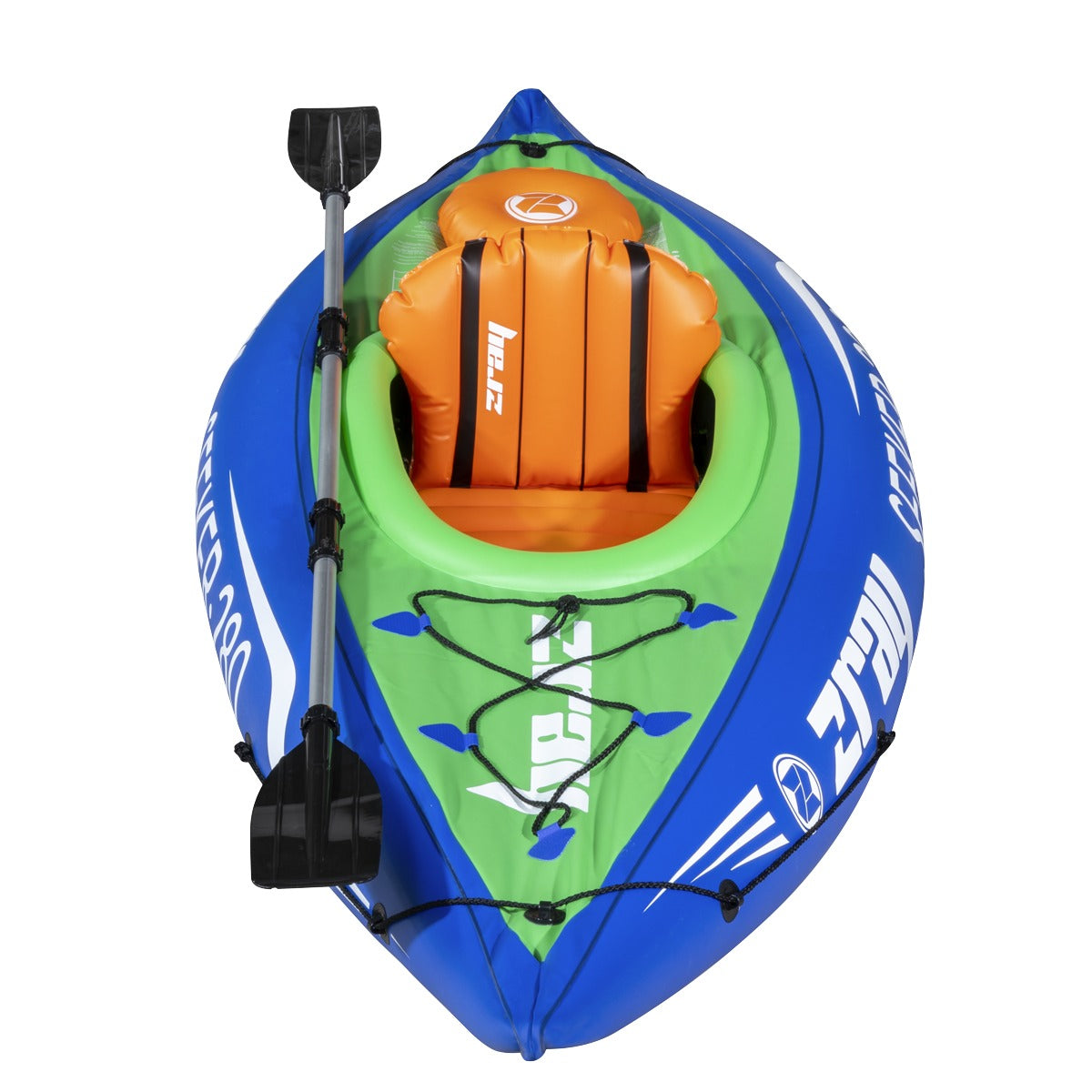 Dellonda Inflatable One-Person Kayak/Canoe Set with Pump, Carry Bag & Aluminium Oar - Blue/Green DL154